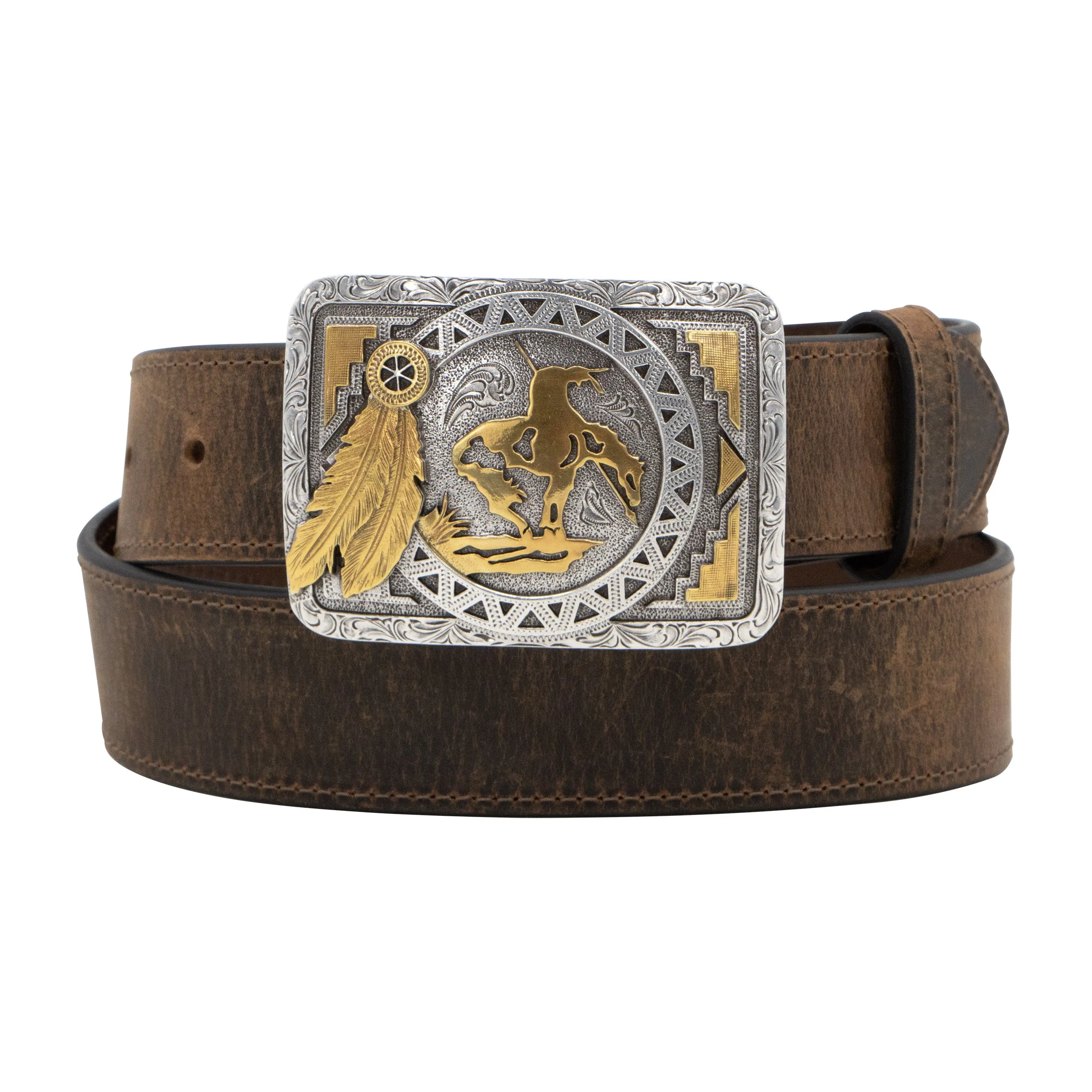 1 1/2" Square End of Trails Buckle Belt