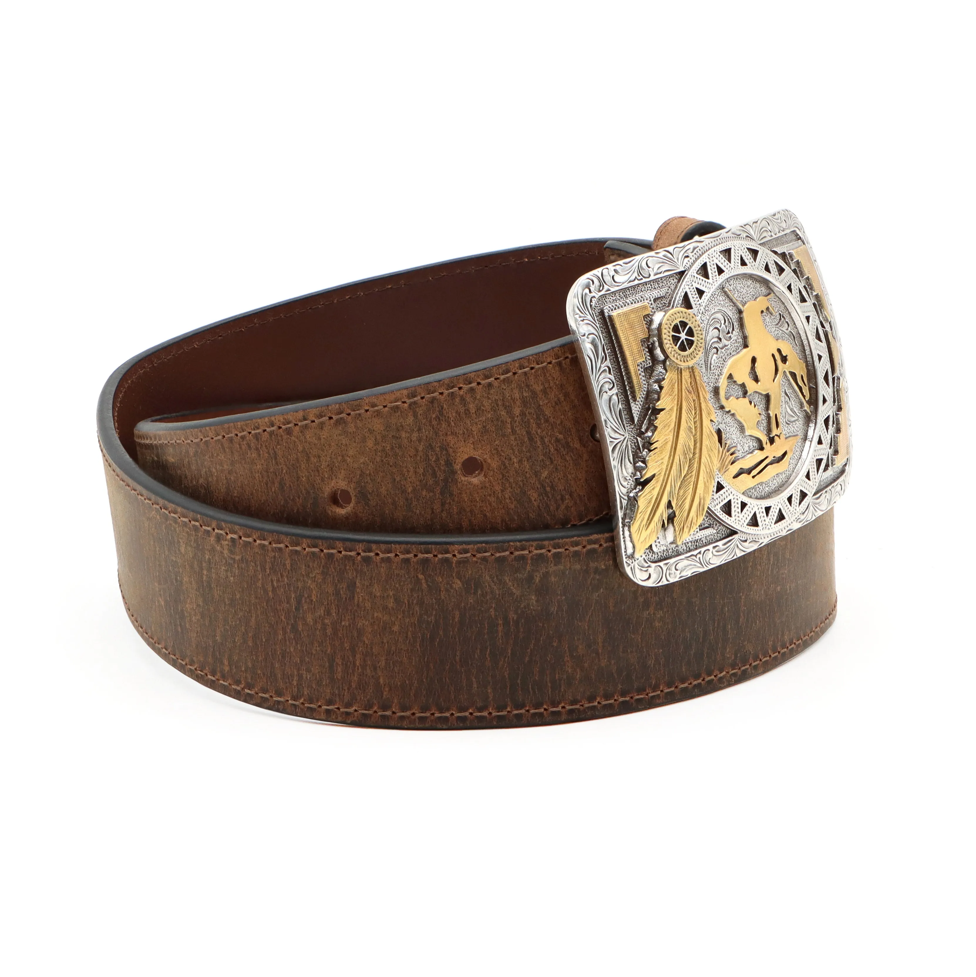 1 1/2" Square End of Trails Buckle Belt