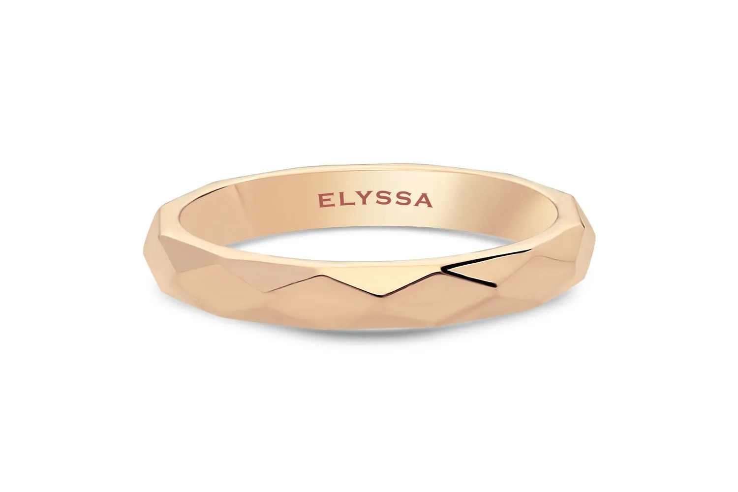 14K Gold 3mm Multi Faceted Wedding Band