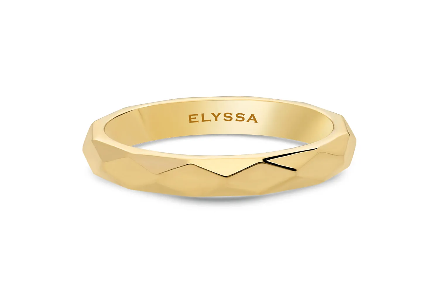 14K Gold 3mm Multi Faceted Wedding Band