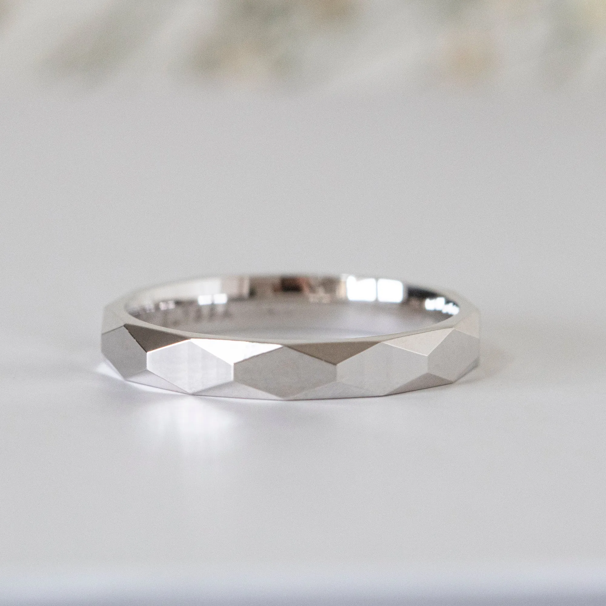 14K Gold 3mm Multi Faceted Wedding Band