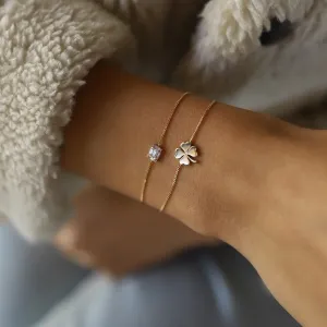 14k Gold Baguette Clover Bracelet