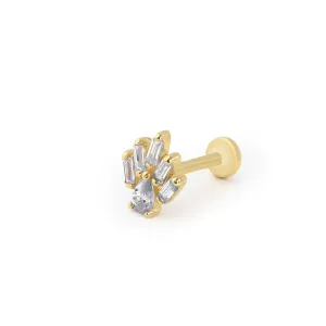14k Gold Baguette Ray Tragus Piercing