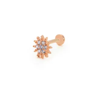 14k Gold Flower Pattern Stone Tragus Piercing