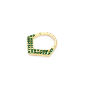 14k Gold Green Stone Helix Piercing