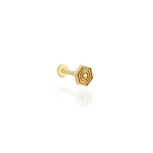 14k Gold Hexagon Model Tragus Piercing