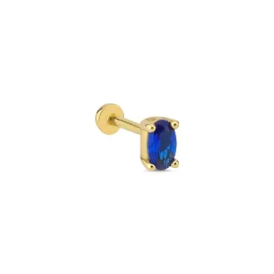 14k Gold Oval Dark Blue Tragus Piercing