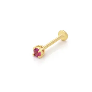 14k Gold Red Solitaire Model Tragus Piercing