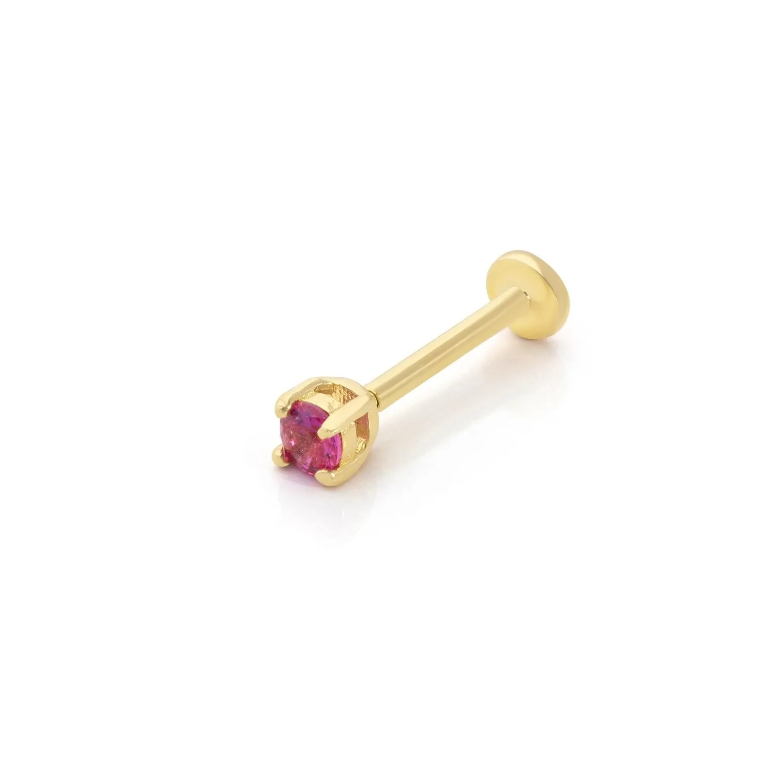 14k Gold Red Solitaire Model Tragus Piercing