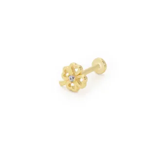 14k Gold Solitaire Clover Tragus Piercing