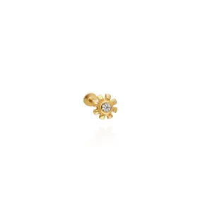 14k Gold Solitaire Detail Sun Model Tragus Piercing