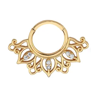 14k Gold Stone Mandala Helix Piercing
