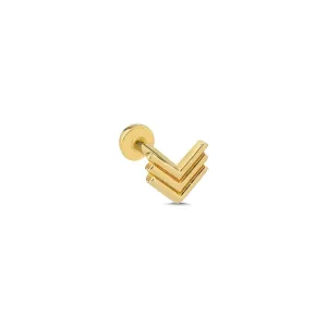 14k Gold Three Strip Tragus Piercing