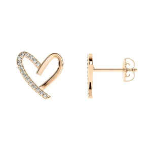14k Rose Gold 0.25ct ttw Diamond Heart Earrings
