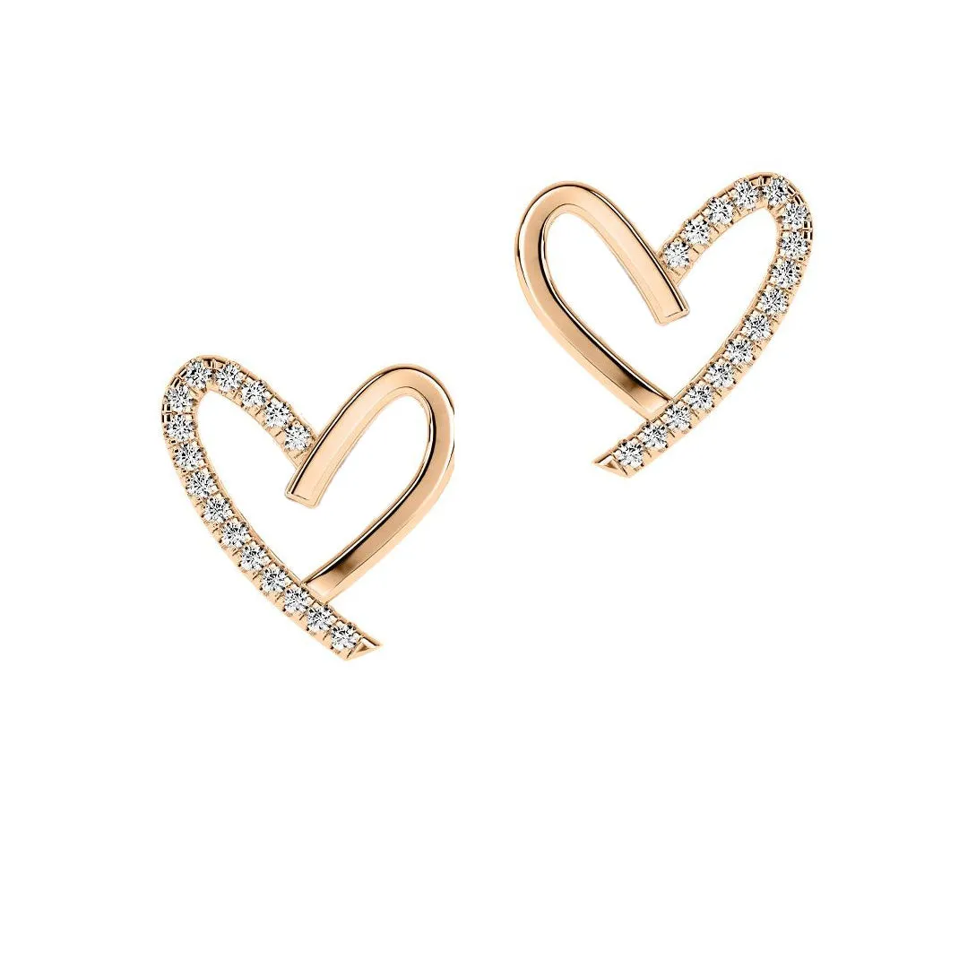 14k Rose Gold 0.25ct ttw Diamond Heart Earrings