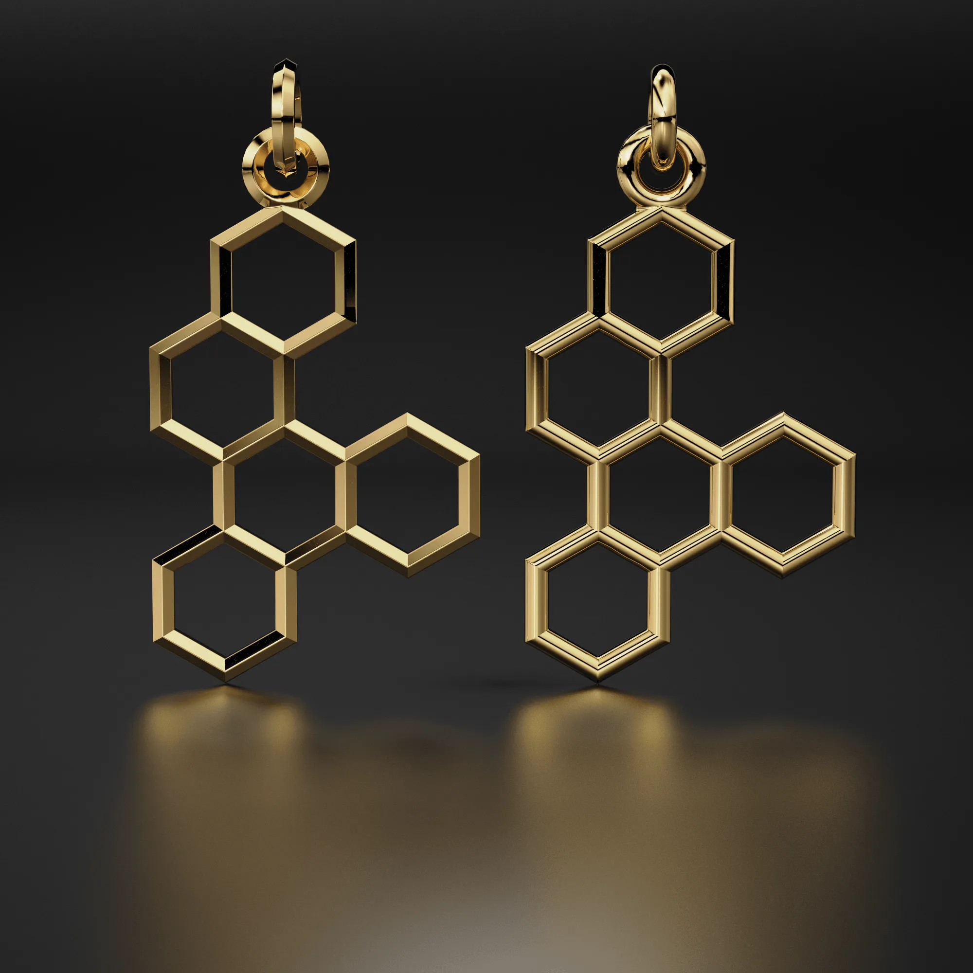 14K Solid Gold Honeycomb Pendant, Honeycomb Pendant, Gold Beehive Pendant