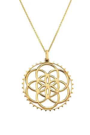 14K Solid Seed of Life Pendant