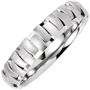 14K White 5 mm Design Band with Satin Finish Size 12