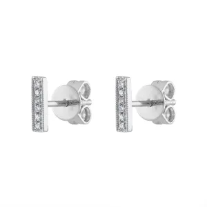 14KT GOLD DIAMOND MINI BAR EARRING