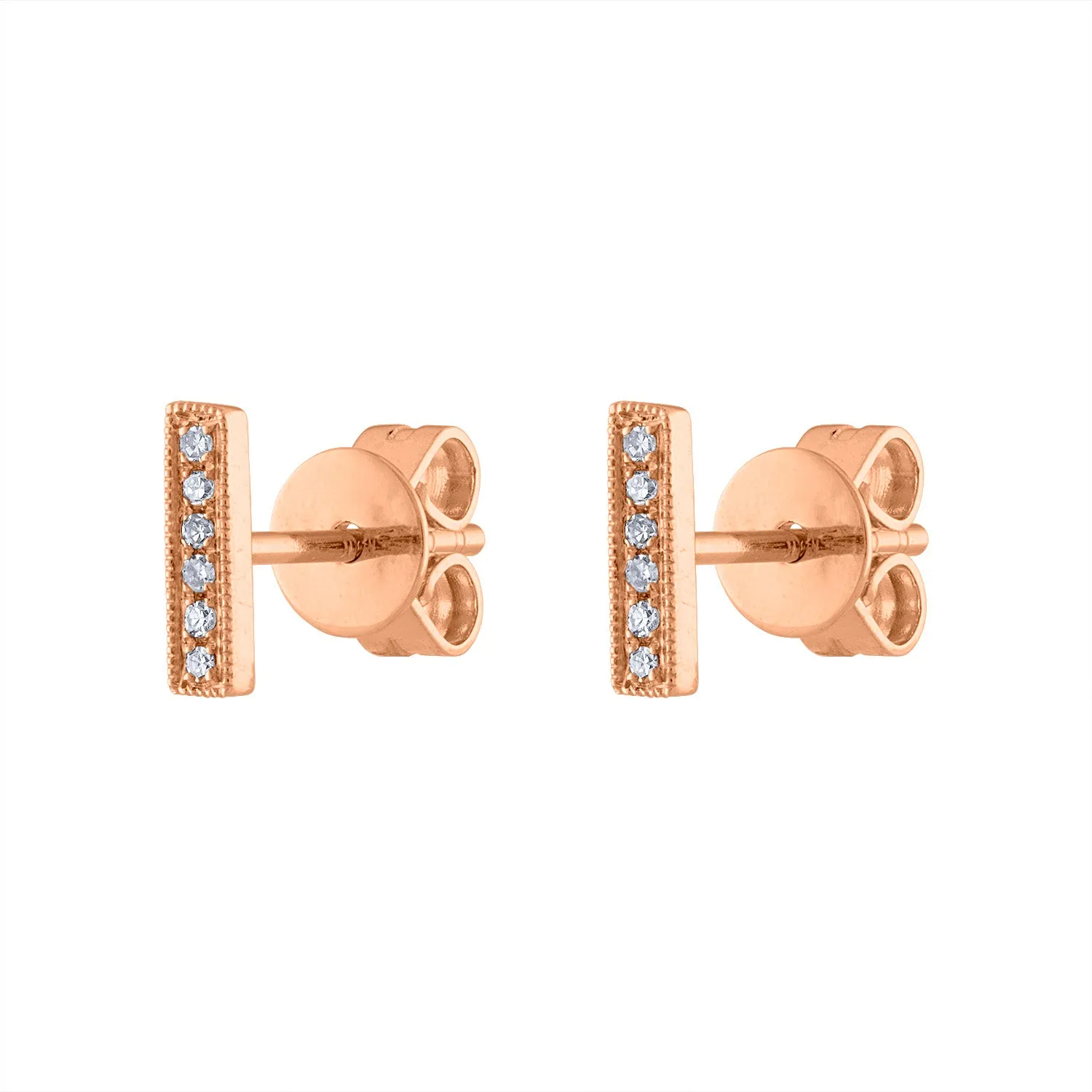 14KT GOLD DIAMOND MINI BAR EARRING