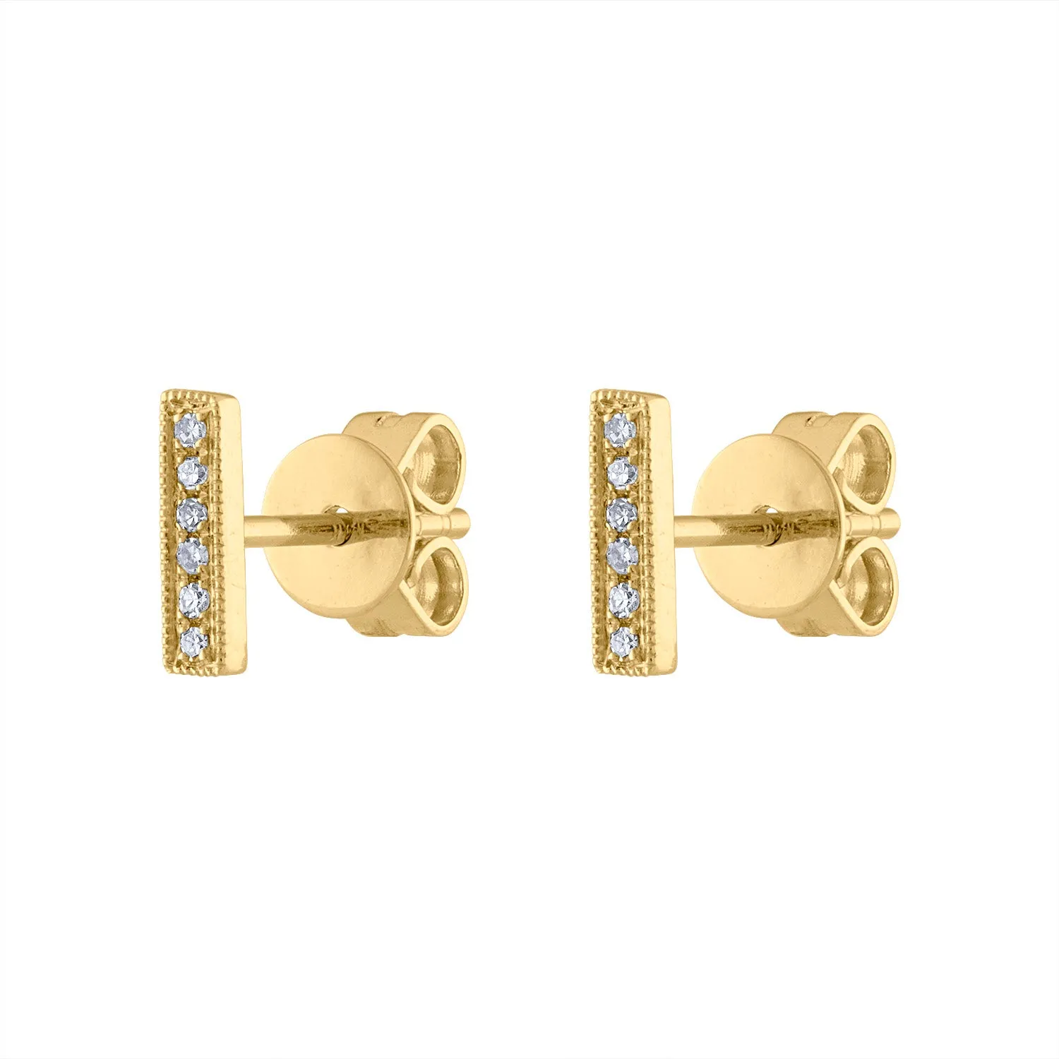 14KT GOLD DIAMOND MINI BAR EARRING