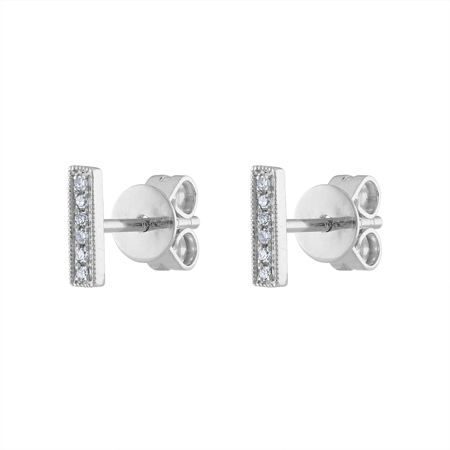 14KT GOLD DIAMOND MINI BAR EARRING