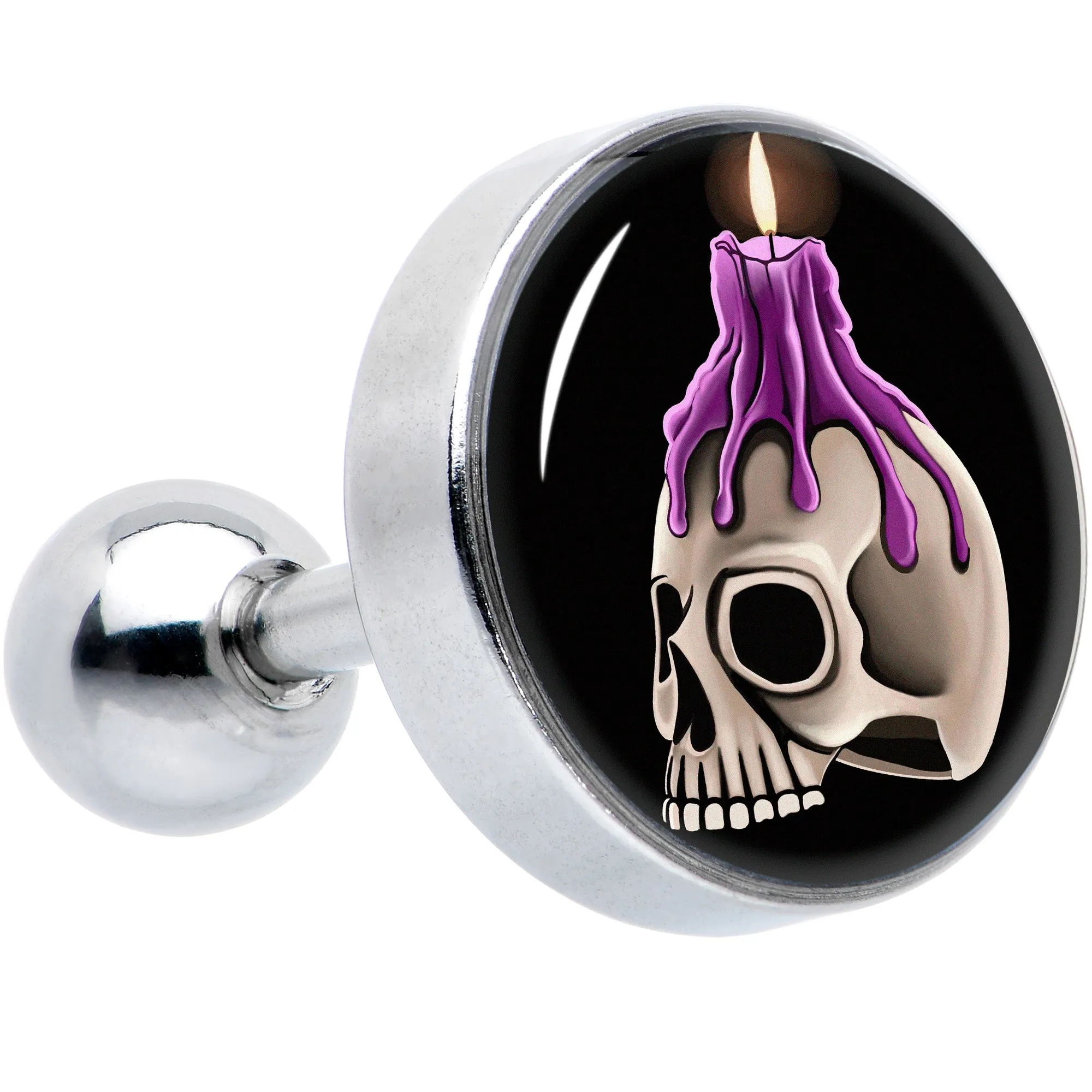 16 Gauge 1/4 Burning Skull Candle Cartilage Tragus Earring