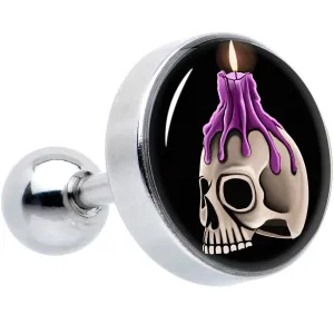 16 Gauge 1/4 Burning Skull Candle Cartilage Tragus Earring