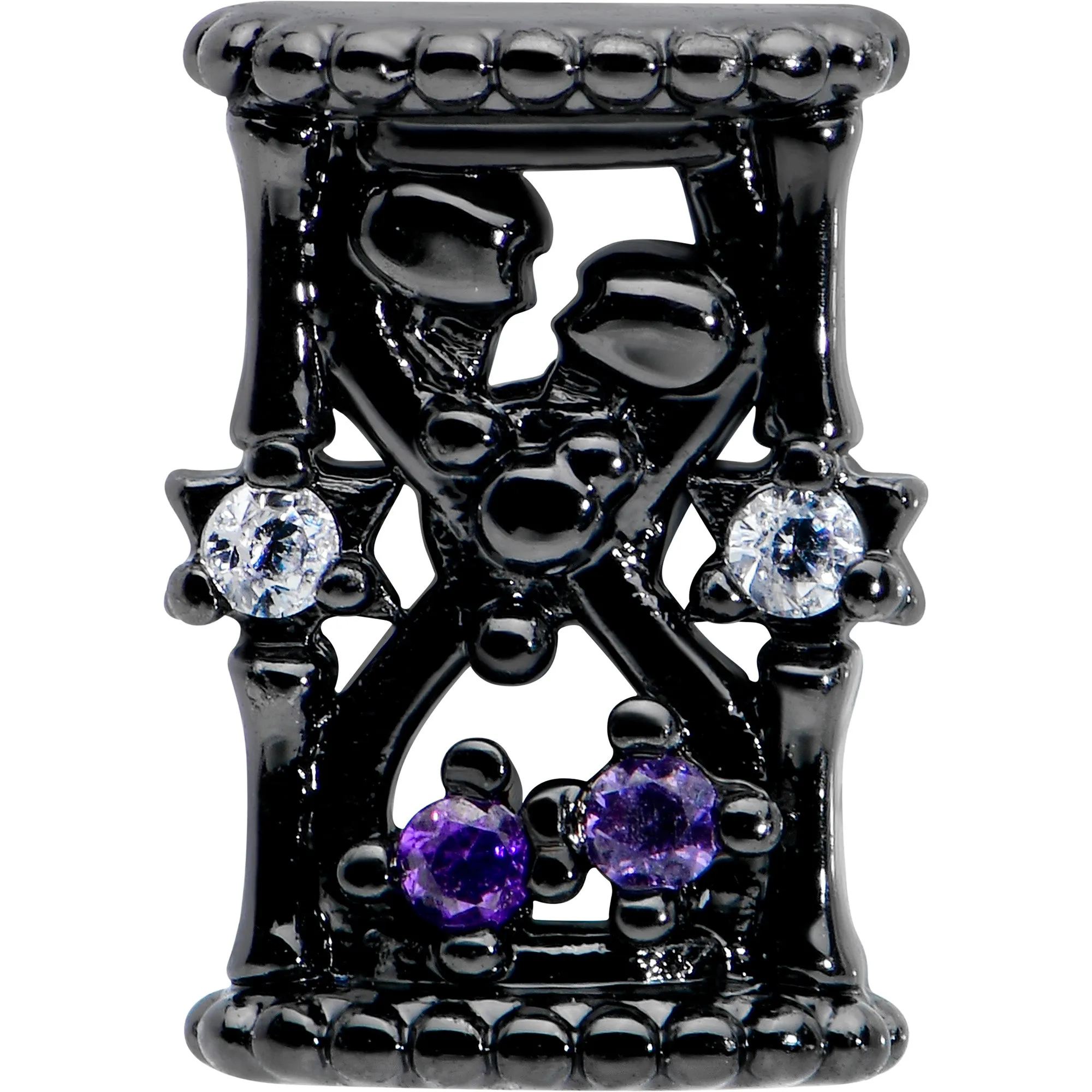 16 Gauge 5/16 Purple Gem Black Gothic Hourglass Labret Monroe Tragus