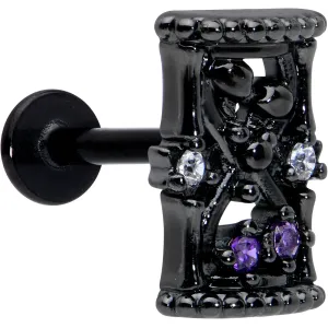 16 Gauge 5/16 Purple Gem Black Gothic Hourglass Labret Monroe Tragus