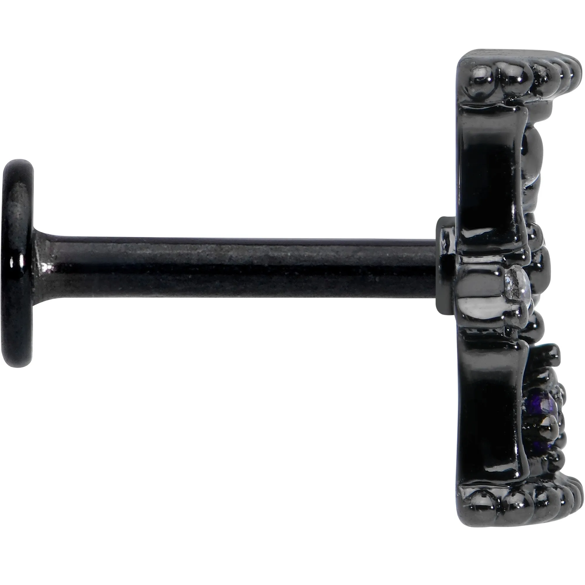 16 Gauge 5/16 Purple Gem Black Gothic Hourglass Labret Monroe Tragus