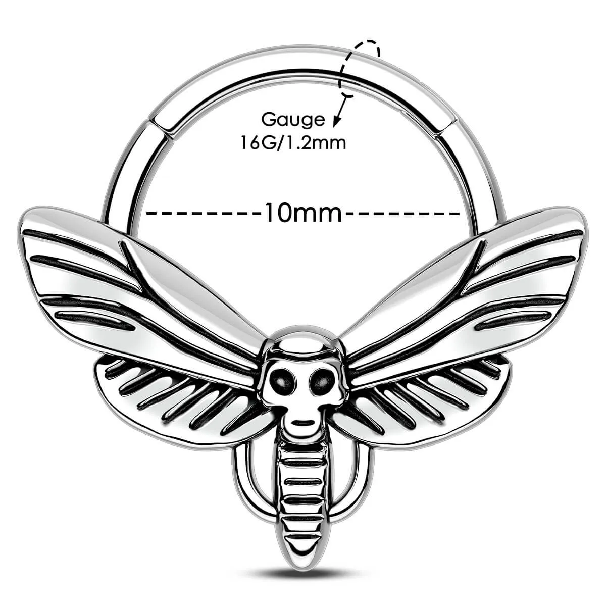 16G Skull Head Moth Septum Ring