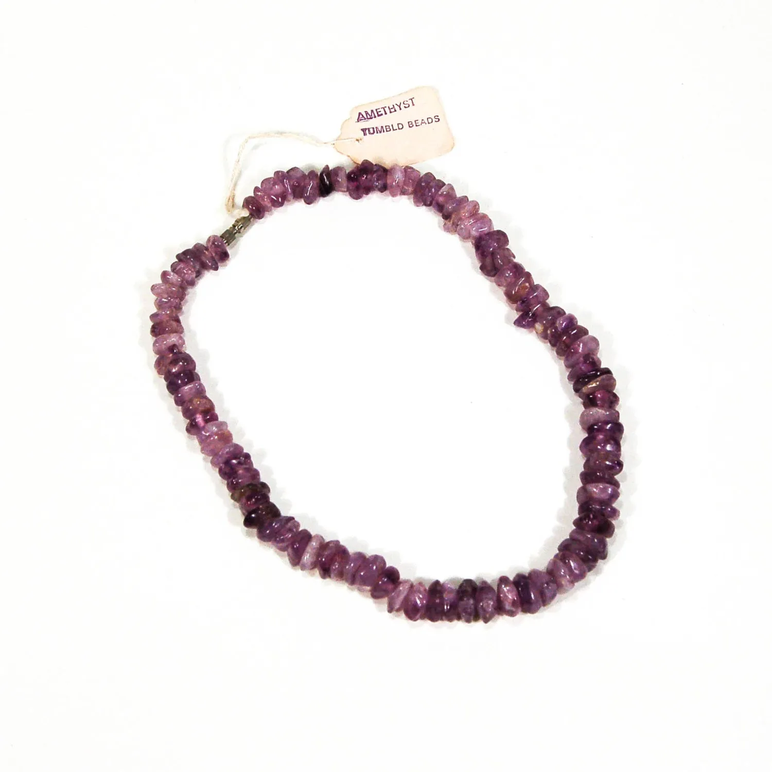 1970's Tumbled Amethyst Bead Necklace