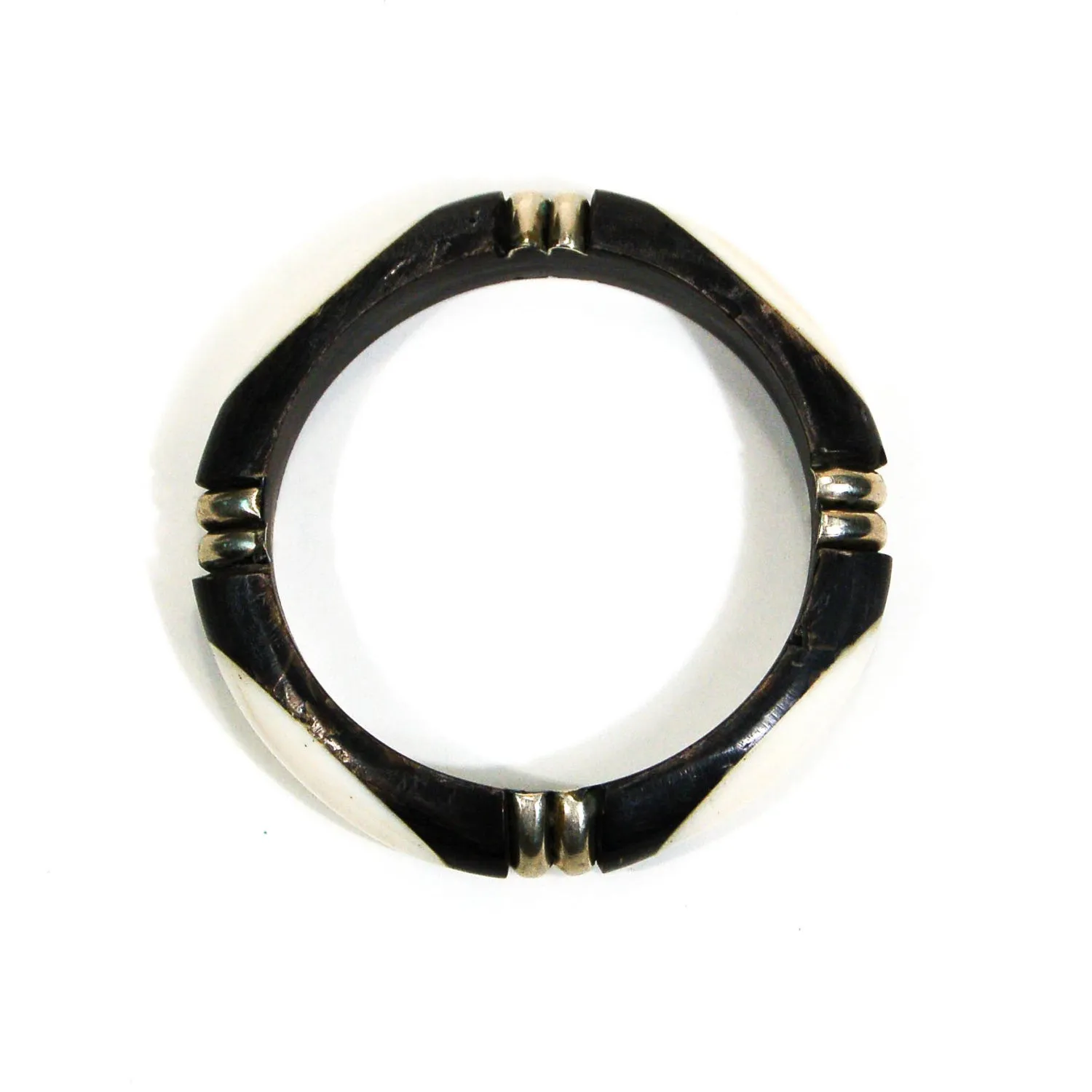 1970's Wood and Bone Bangle Bracelet