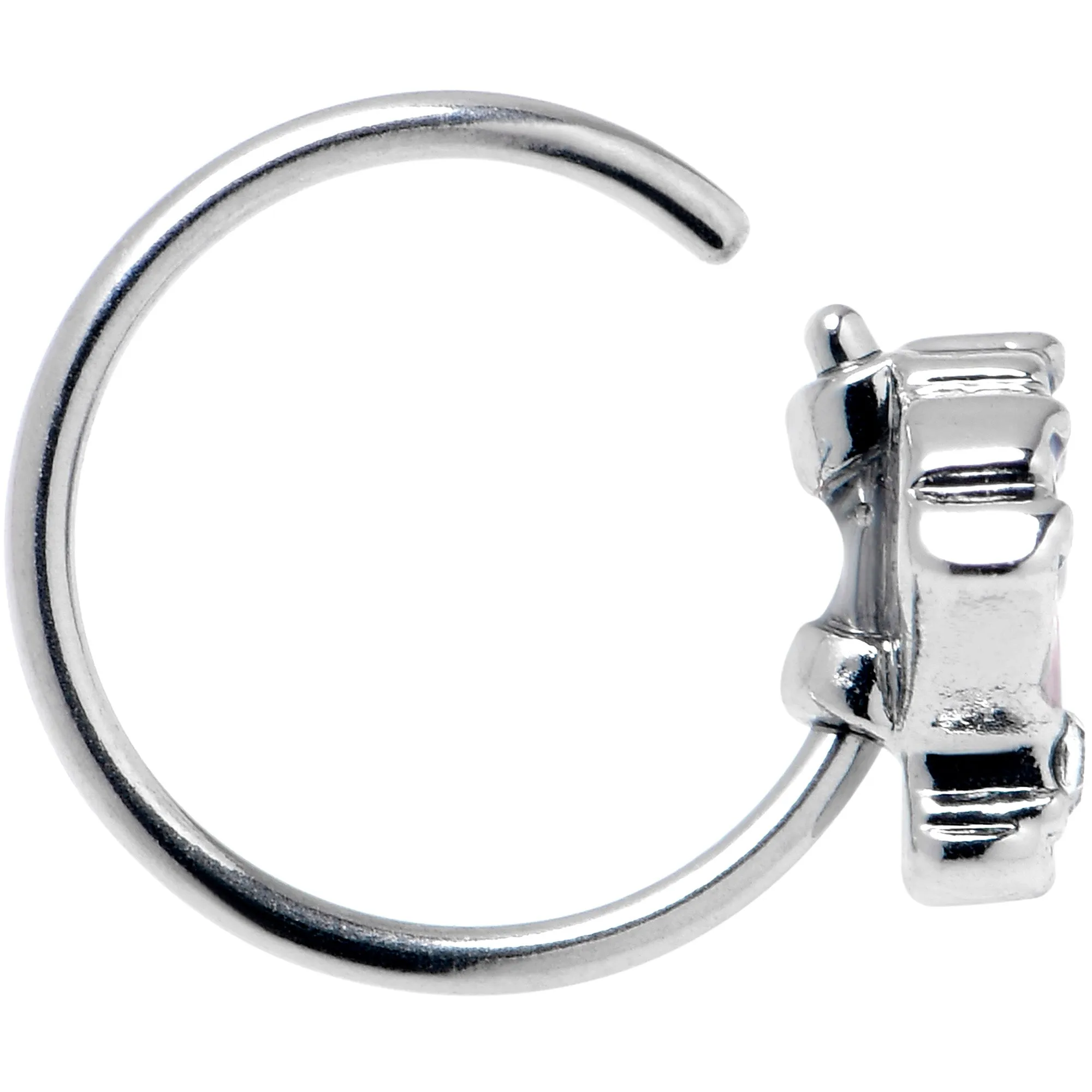 20 Gauge 5/16 Clear CZ Gem Mesmerizing Ocean Sea Shell Magic Nose Hoop