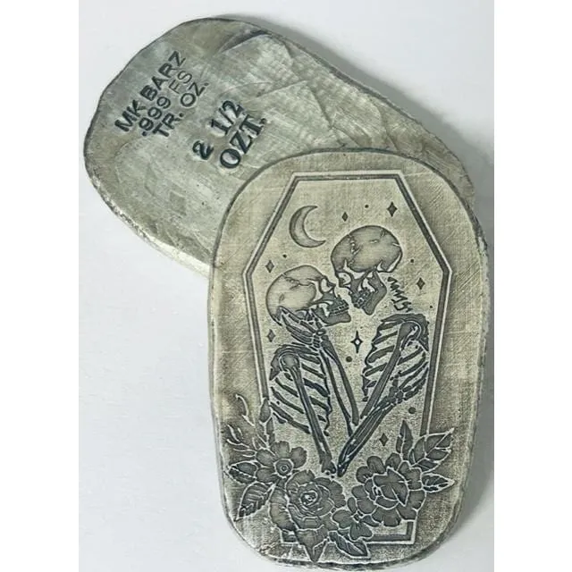 2.5 Oz MK BarZ "Heavenly Embrace"- The Lovers Stamped Bar .999 FS