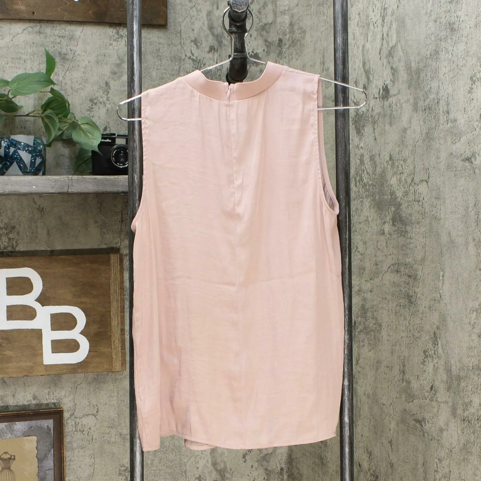 A New Day Women's Regular Fit Sleeveless Mock Neck Satin Blouse Pink Medium
