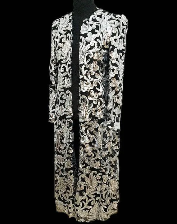 Acantha (Silver) Embroidery Long Coat