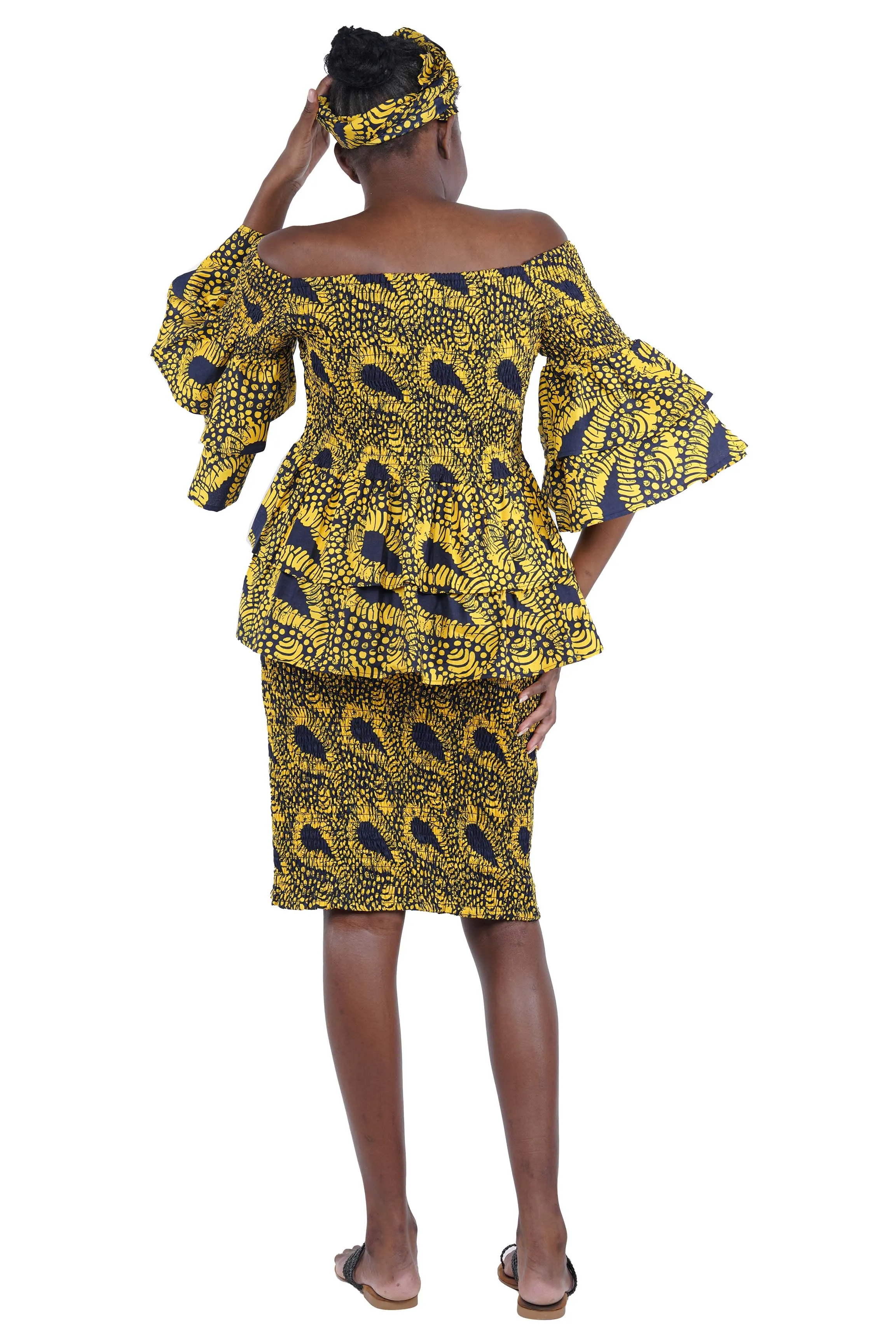 African Double Layer Top & Pencil Skirt Set