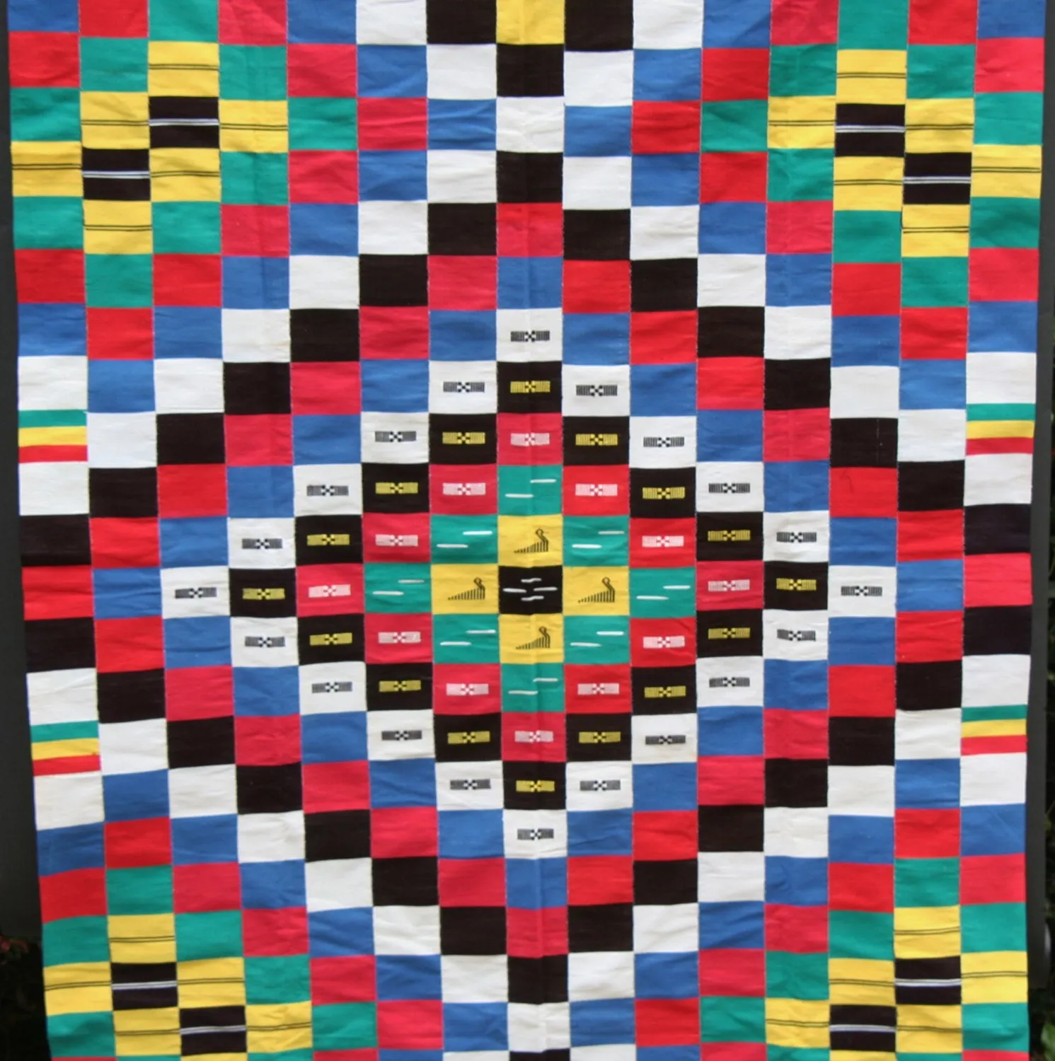 African Ewe Kente Textile Handmade Antique/Checkered Diamond Design