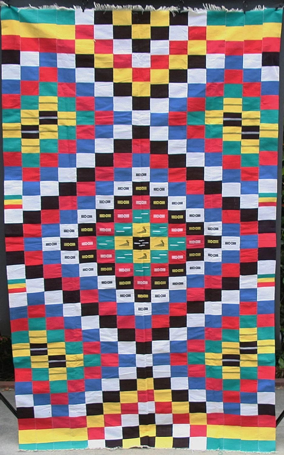 African Ewe Kente Textile Handmade Antique/Checkered Diamond Design