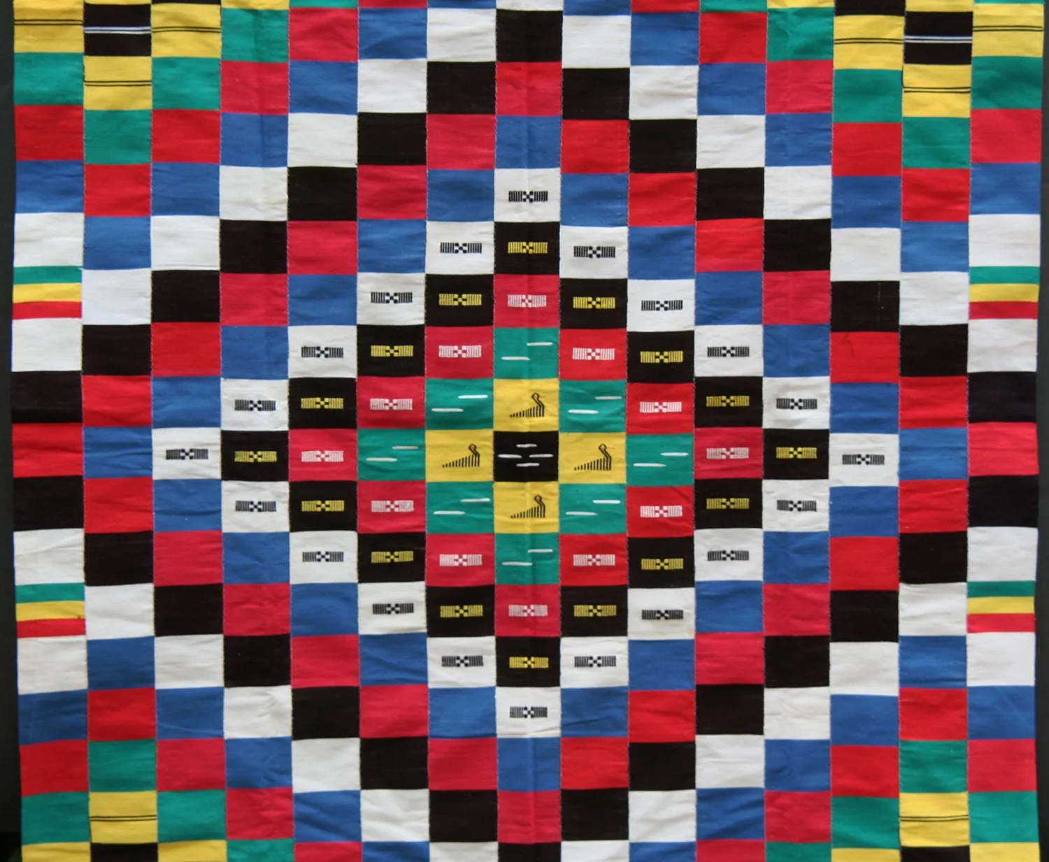 African Ewe Kente Textile Handmade Antique/Checkered Diamond Design