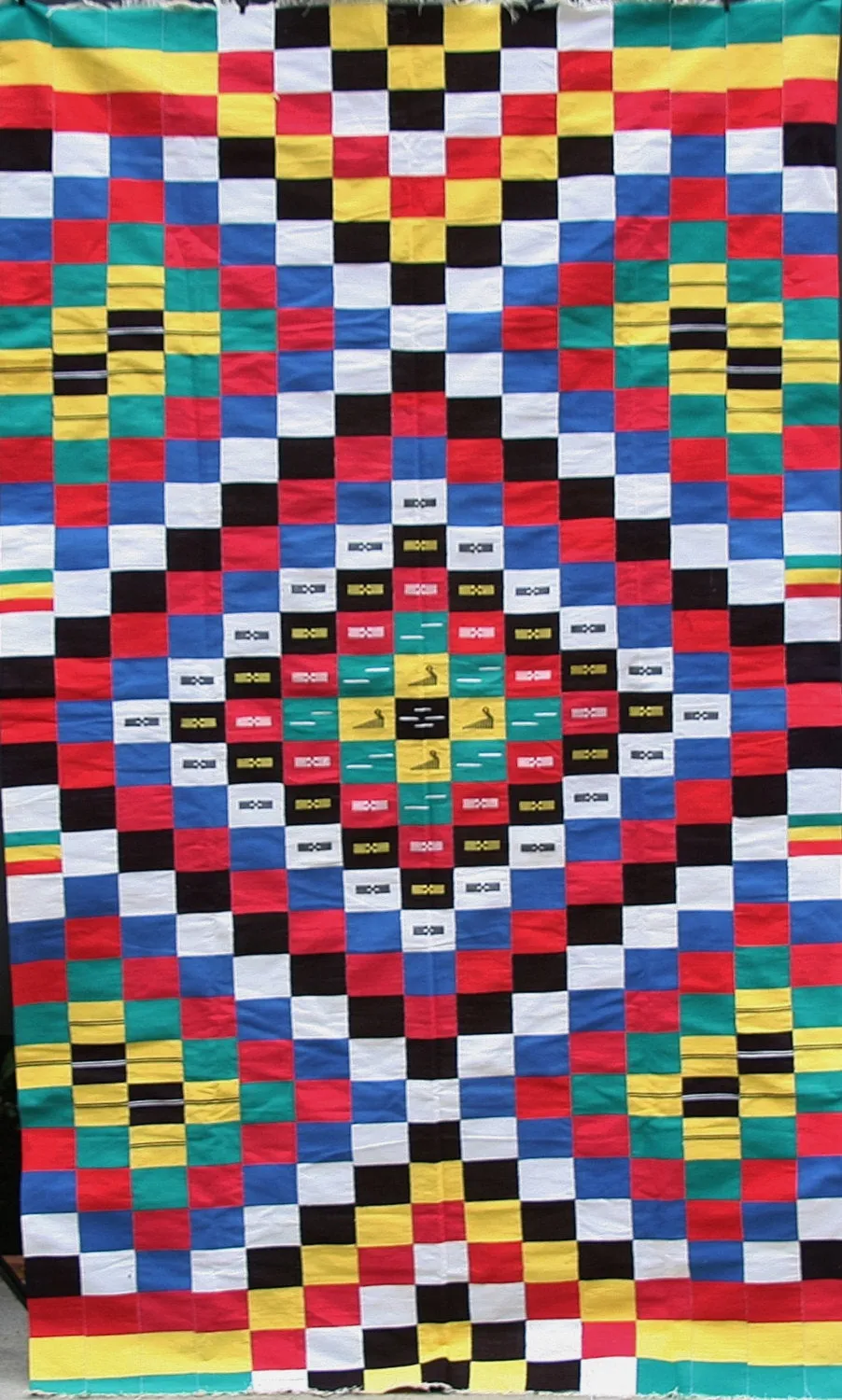 African Ewe Kente Textile Handmade Antique/Checkered Diamond Design