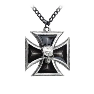 Alchemy Gothic P617 Black Knight's Cross Pendant Necklace Skull Iron Men Women