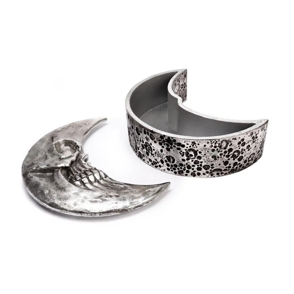 Alchemy Gothic V104S - Skull Moon Box Silver Trinket The Vault Jewelry Vanity 8”