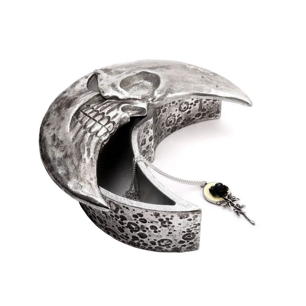 Alchemy Gothic V104S - Skull Moon Box Silver Trinket The Vault Jewelry Vanity 8”