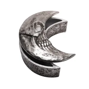 Alchemy Gothic V104S - Skull Moon Box Silver Trinket The Vault Jewelry Vanity 8”