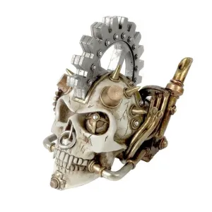 Alchemy Gothic V73 Steamhead Skull Punk Spikes Steampunk Gear Resin Statue Decor