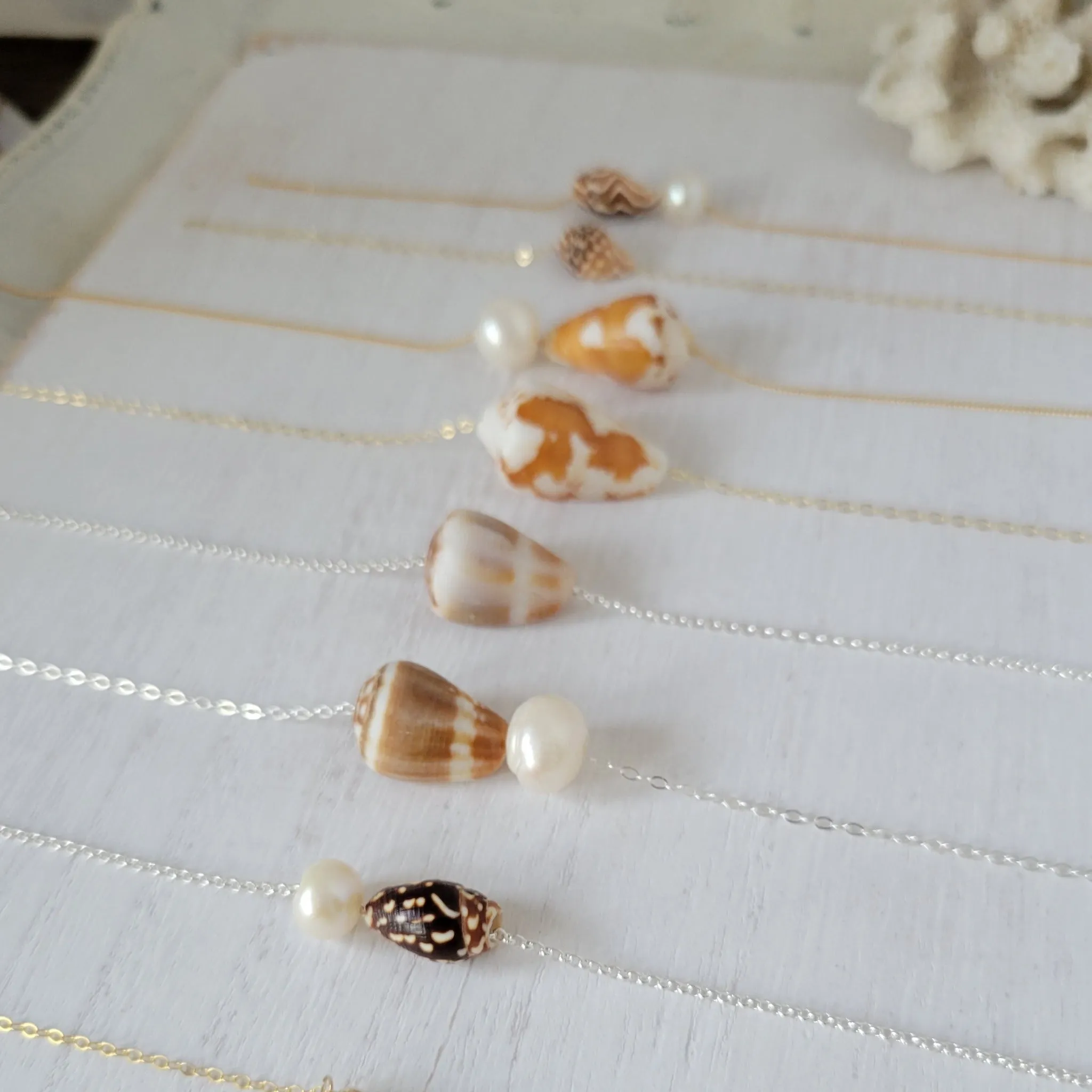 Aloha Natural Shell Necklace - Small, Med, or Large - Sterling or Gold