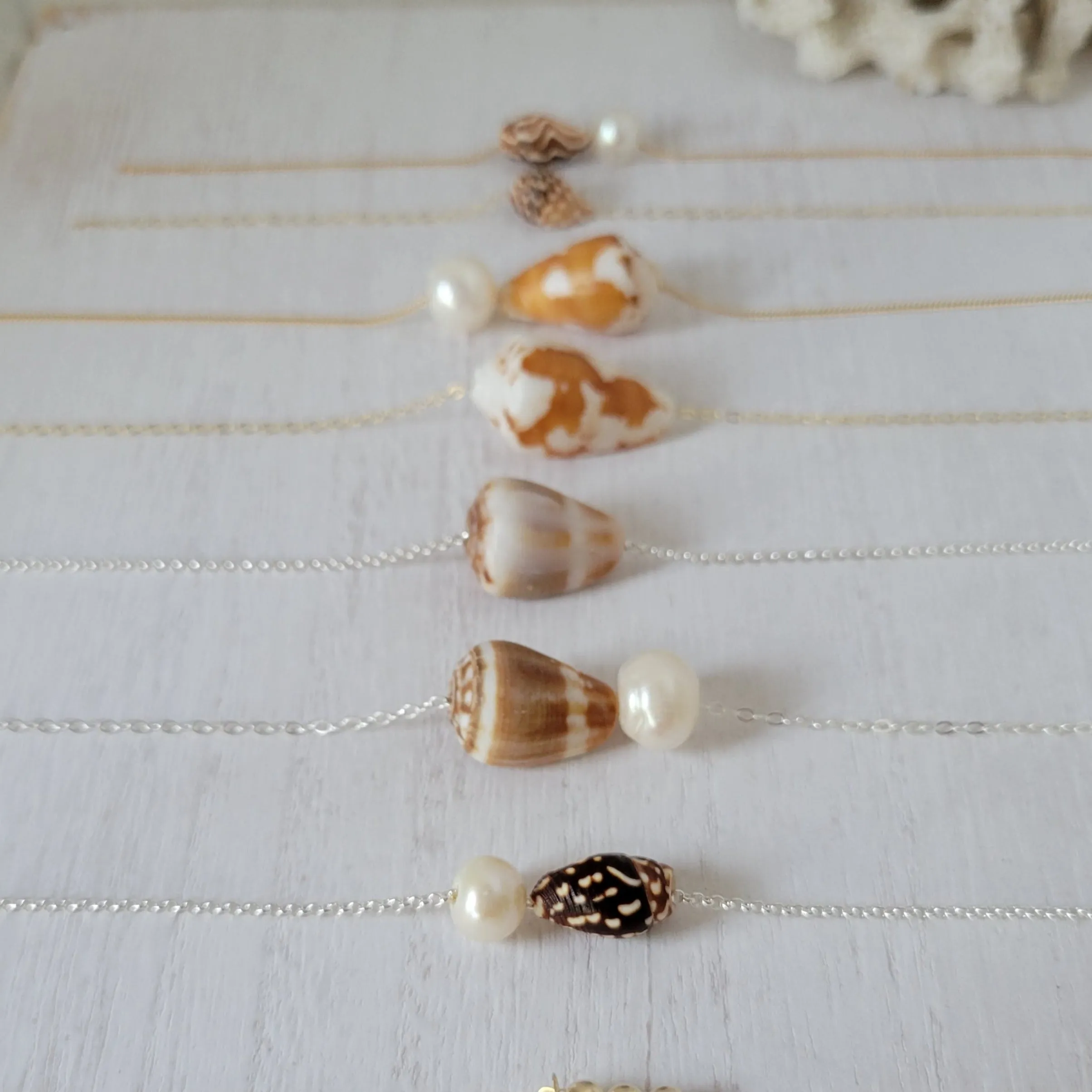 Aloha Natural Shell Necklace - Small, Med, or Large - Sterling or Gold